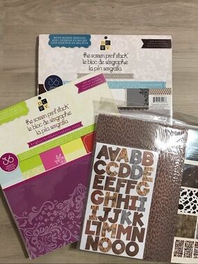 DCWV The Screen Print Stack Neutral Paper Pack with Navy & Brown Accents